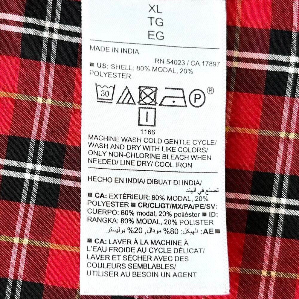 Old Navy XL Red Tartan Plaid V-Neck Wrap Long Sleeve Holiday Mini Dress NWT - Picture 10 of 13